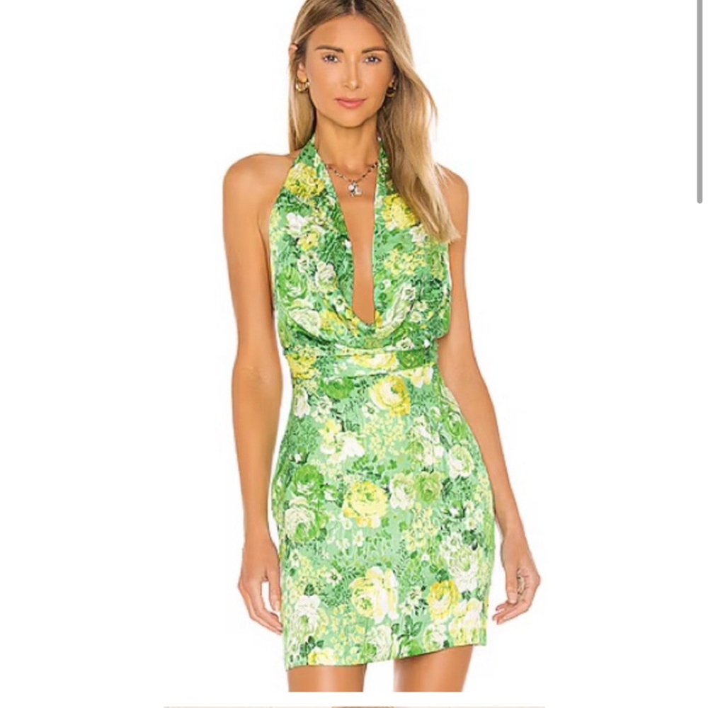 Ronny Kobo x Free People Floral Cowl Neck Silk Dress